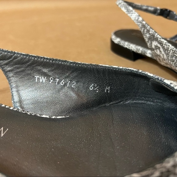 Stuart Weitzman | Slingo Snakeskin Embossed Pointed Toe Slingback Flats Size 6.5 - Picture 13 of 13